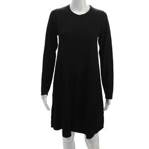 Repeat Womens Sweater Dress Black Merino Wool Long Sleeve Crew Neck Size 34
